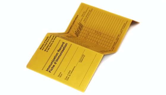 Yellow immunization card
