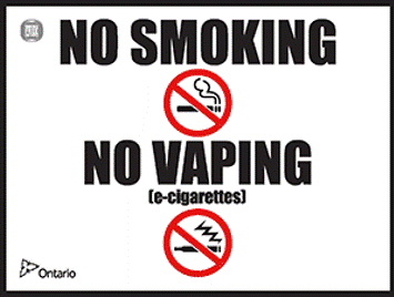 No smoking No vaping (e-cigarettes) sign