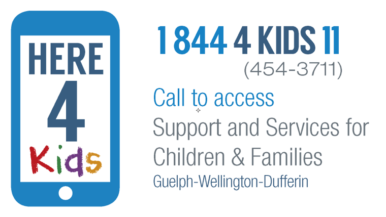 Here 4 Kids contact information. Access support and services or children and families 1 844 454 3711.
