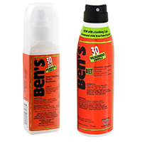 Two bottles of Ben's brand insect repellant