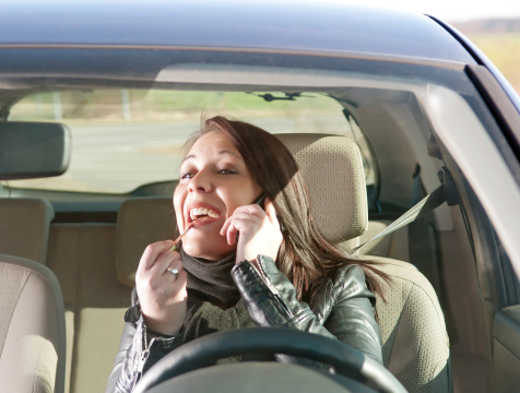 Putting on lipstick while driving