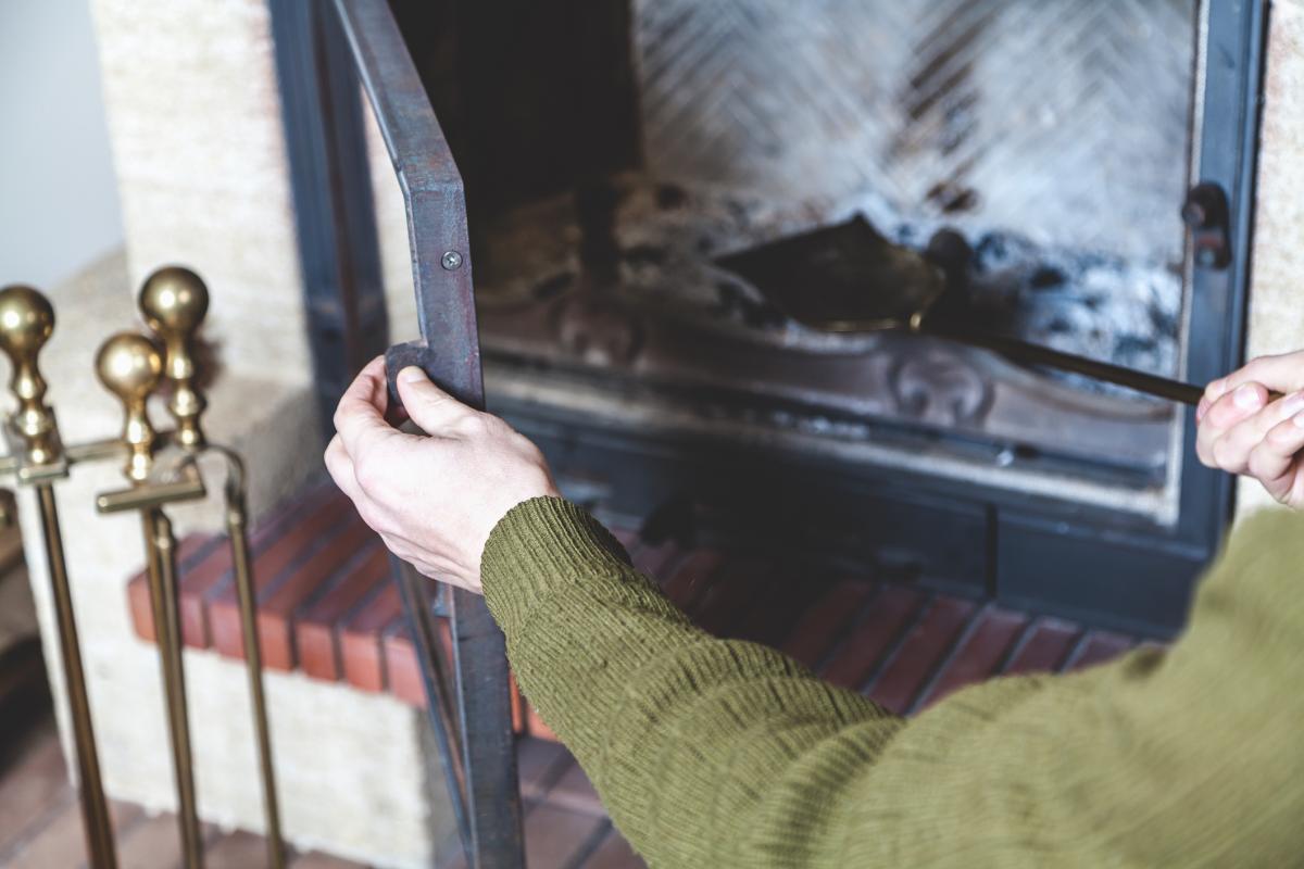 Cleaning out a fireplace
