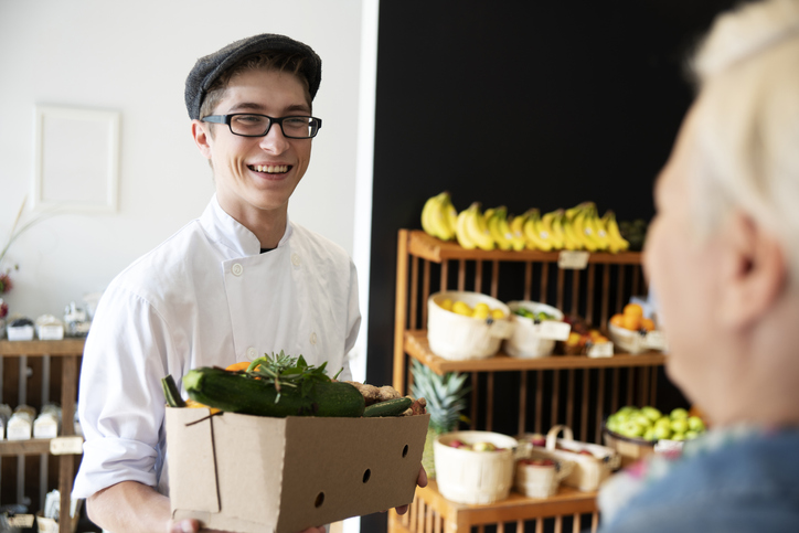 Buying food from a small local shop