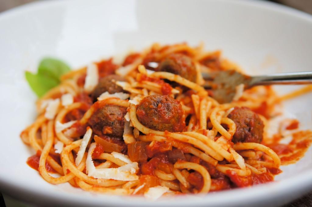 Spagetti and meatballs made with insects