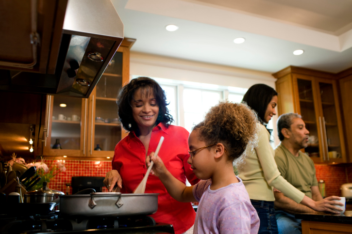 Family cooking together