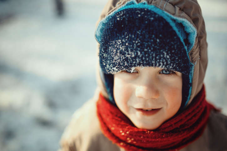 Boy outdoors in the cold