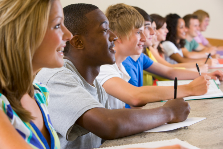 Group of teens in school