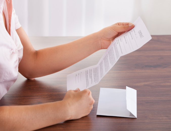 Woman reading letter