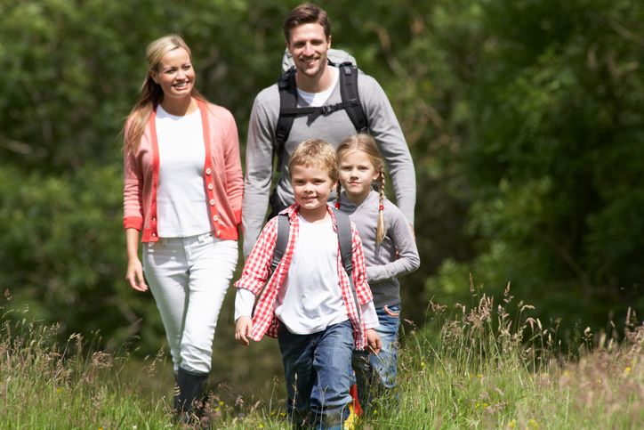 Family going for hike