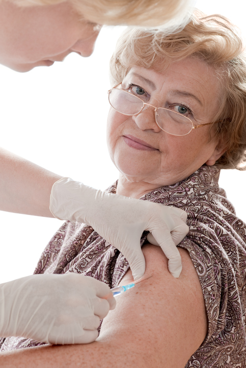 Woman getting shingles vaccine