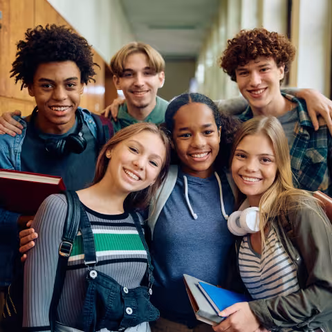 Portrait of happy high school students