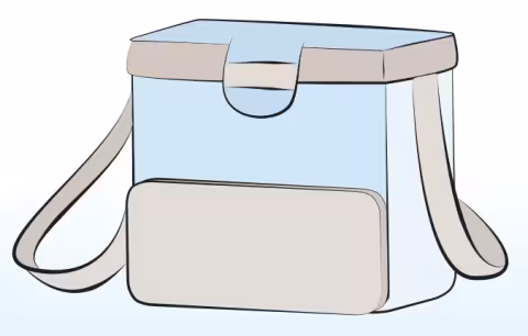 An illustrated cooler bag.