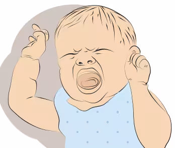 An illustration of a hungry infant crying.