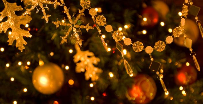 Holiday Ornaments on Tree
