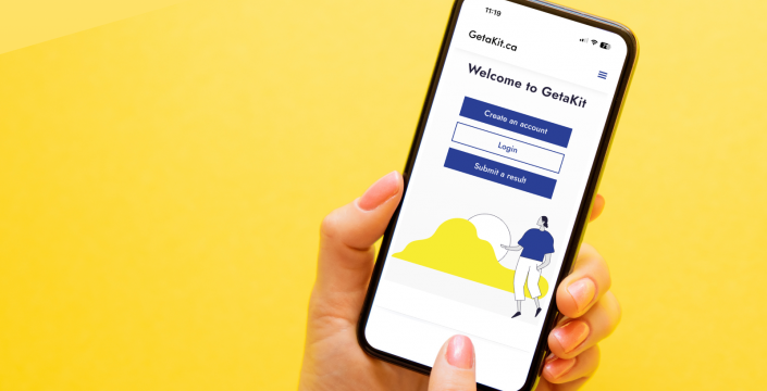 Image of getakit.ca website on a mobile phone