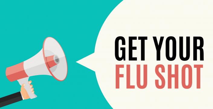 Get your flu shot coming out of a megaphone