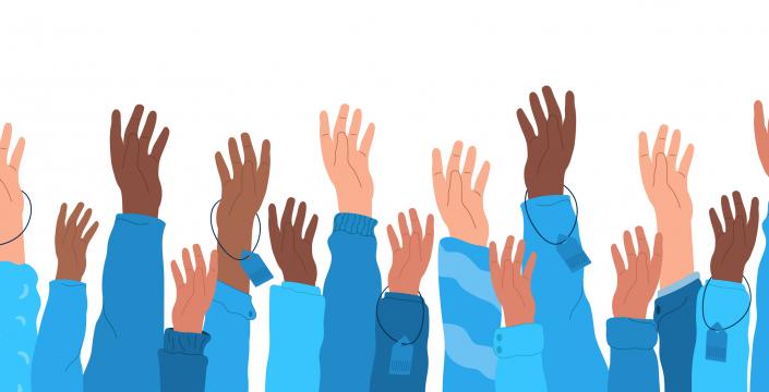 Series of animated hands reaching up, some with price tags attached