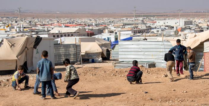 Syrian Children Playing in a Camp