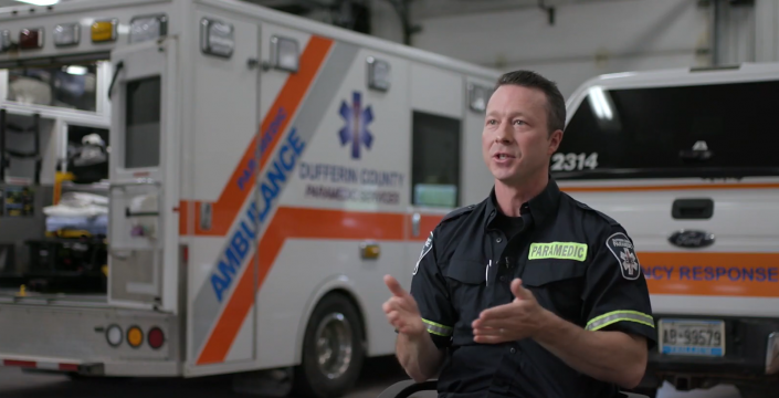 Screen shot from the video with Simeon Oullette, paramedic