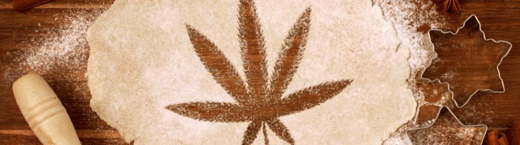 Dough cut in the shape of a cannabis leaf