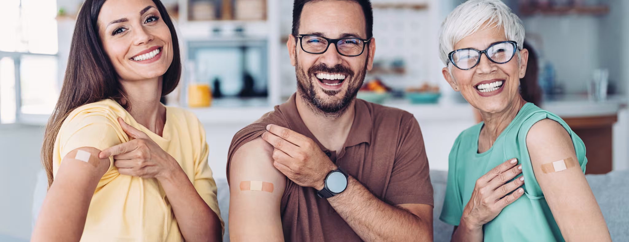 Group of smiling people got vaccinated