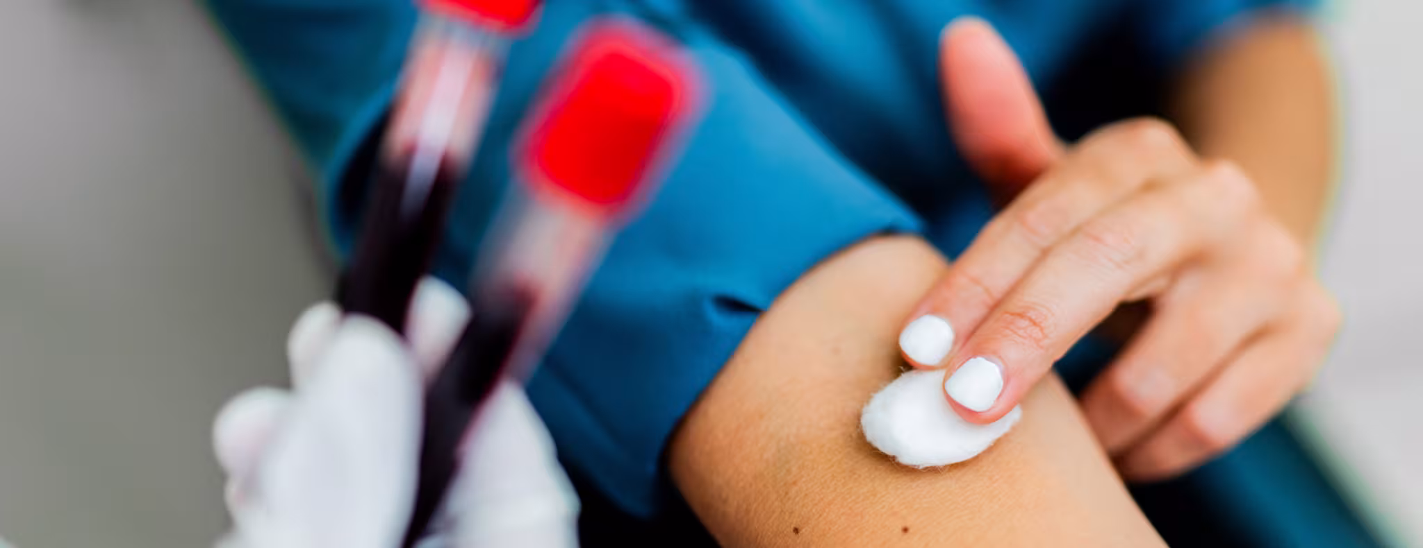 Close-up of patient woman after blood test