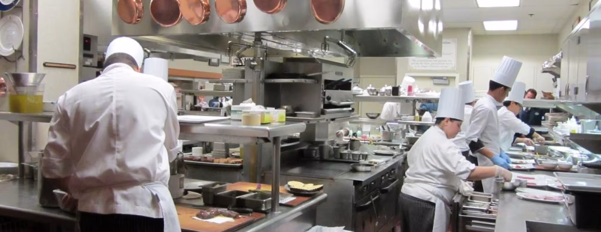 Cooks in a restaurant kitchen