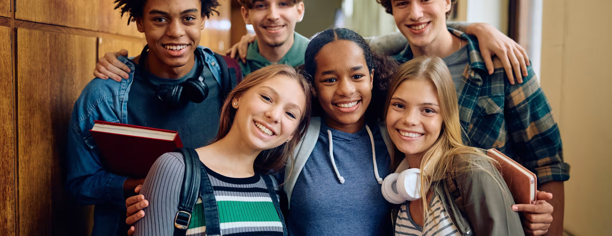 Portrait of happy high school students