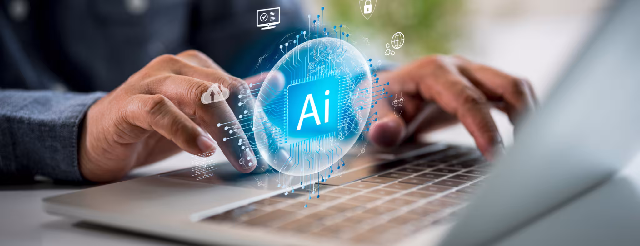 AI concept person on laptop